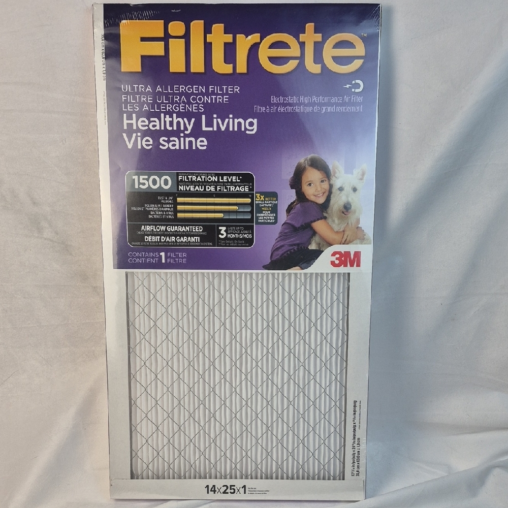 Filtrete 14x25x1 Furnace Filter, MPR 1500, MERV 12 - Lot of 6 Filters